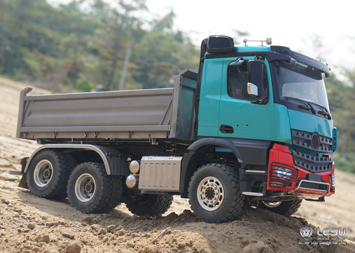 LESU 1/14 Tamiya benz 3348 full drive 6X6 high torque truck model toy hydraulic three-way dump truck