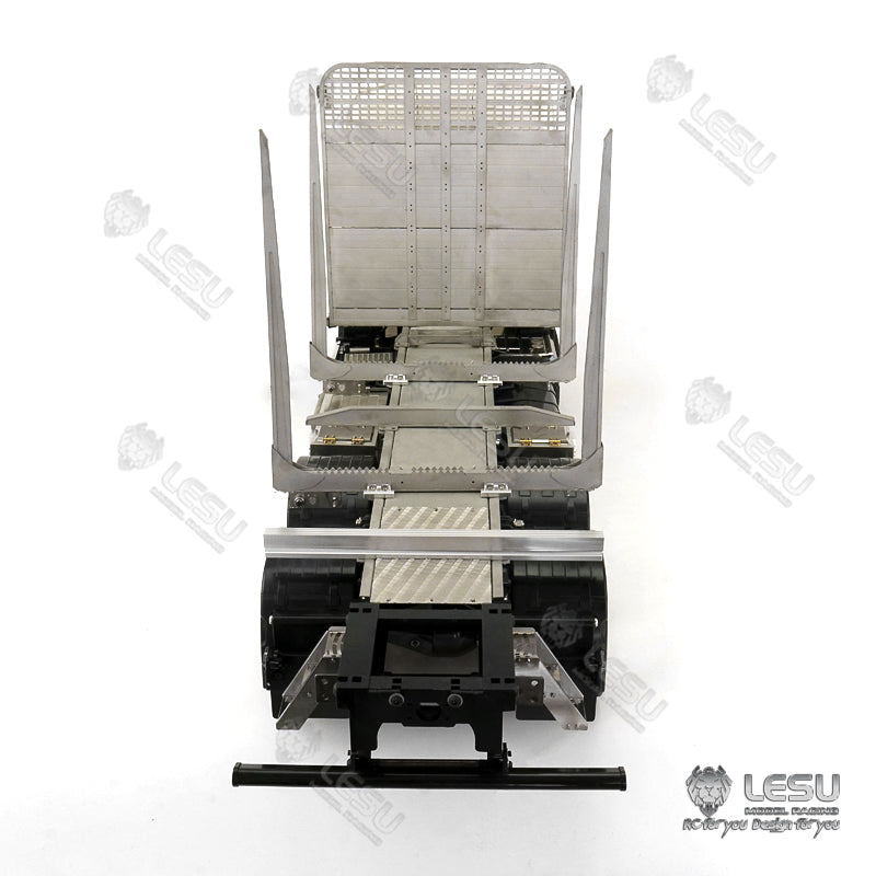 LESU 1/14 Tamiya Volvo FH16 truck model toy truck flatbed wood loaded tree cargo compartment with LED lights and winch