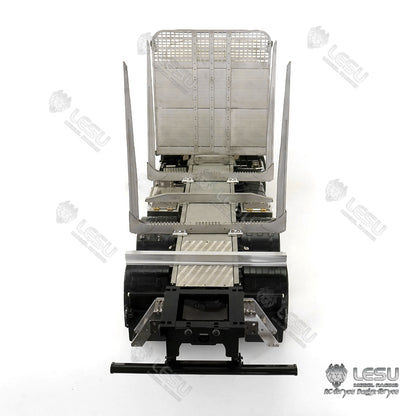 LESU 1/14 Tamiya Volvo FH16 truck model toy truck flatbed wood loaded tree cargo compartment with LED lights and winch