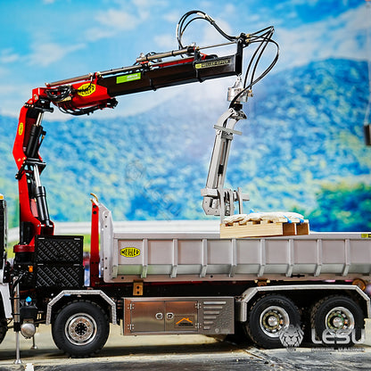 LESU 1/14 Truck Remote Control Model Metal Toy Hydraulic Truck Crane Folding Fork LS-A0048