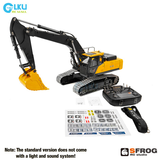 1/14 Sfrog model metal remote control E400 excavator model equipped with three pump system curved linear reversing valve