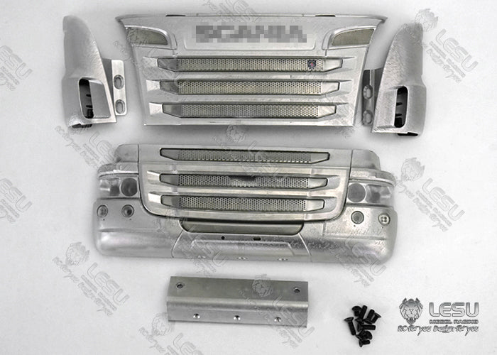 1/14 Truck Model R730 Front Grille Bumper Set Tamiya Tractor DIY Metal CNC Parts LESU