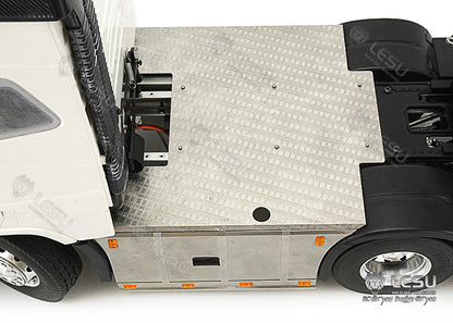 LESU G-6245 Metal Stainless Steel Pedal Side Skirts Tool Box with Lighting Set for Tamiya 1/14 RC Tri-axle Tractor Truck