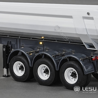 LESU 1/14 Simulation Tamiya Truck Model Hydraulic Lifting Three-Axis U-Bucket Metal Bucket Semi-Trailer Dump Truck