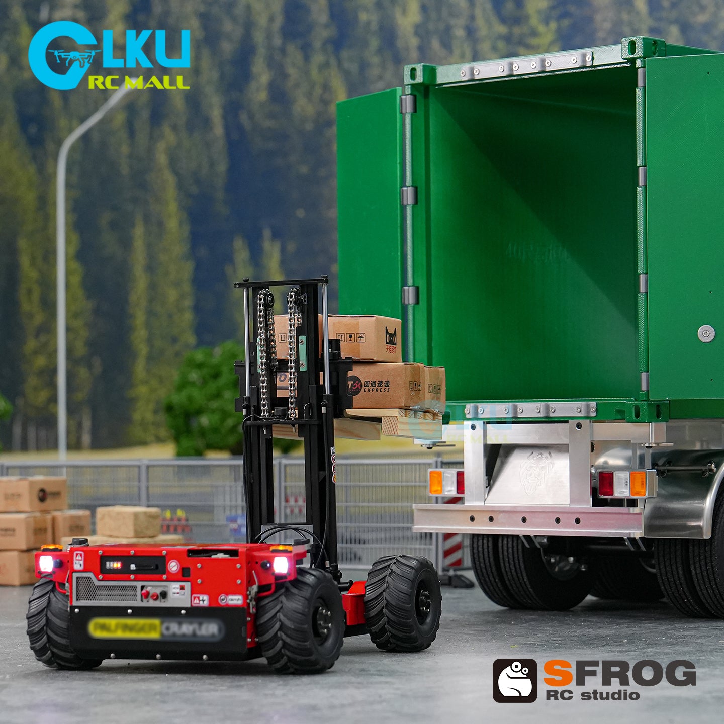 1/14 Scale RC Forklift SFROG-BM214 4WD Hydraulic Remote Control Construction Vehicle with Light & Sound