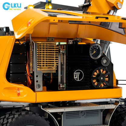 CUT 1/14 RC Hydraulic Wheeled Excavator LR914 8-ways Valve RTR Metal Remote Control 4*4 Digger Model Axle Lock Flysky PL18EV Lite