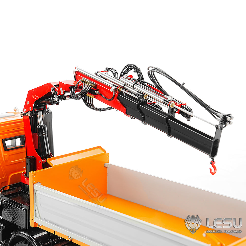 LESU 1/14 Truck Remote Control Model Metal Hydraulic Three-Way Bucket Truck Crane Dump Truck Spray Paint 3348 3363