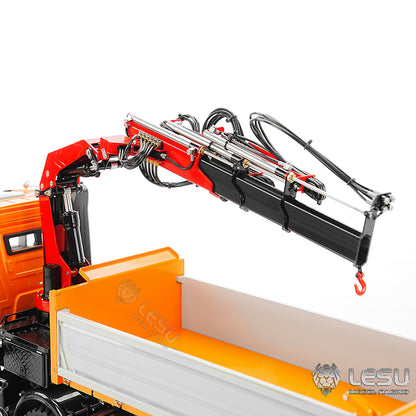 LESU 1/14 Truck Remote Control Model Metal Hydraulic Three-Way Bucket Truck Crane Dump Truck Spray Paint 3348 3363