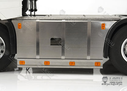 LESU G-6245 Metal Stainless Steel Pedal Side Skirts Tool Box with Lighting Set for Tamiya 1/14 RC Tri-axle Tractor Truck