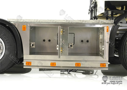 LESU G-6245 Metal Stainless Steel Pedal Side Skirts Tool Box with Lighting Set for Tamiya 1/14 RC Tri-axle Tractor Truck