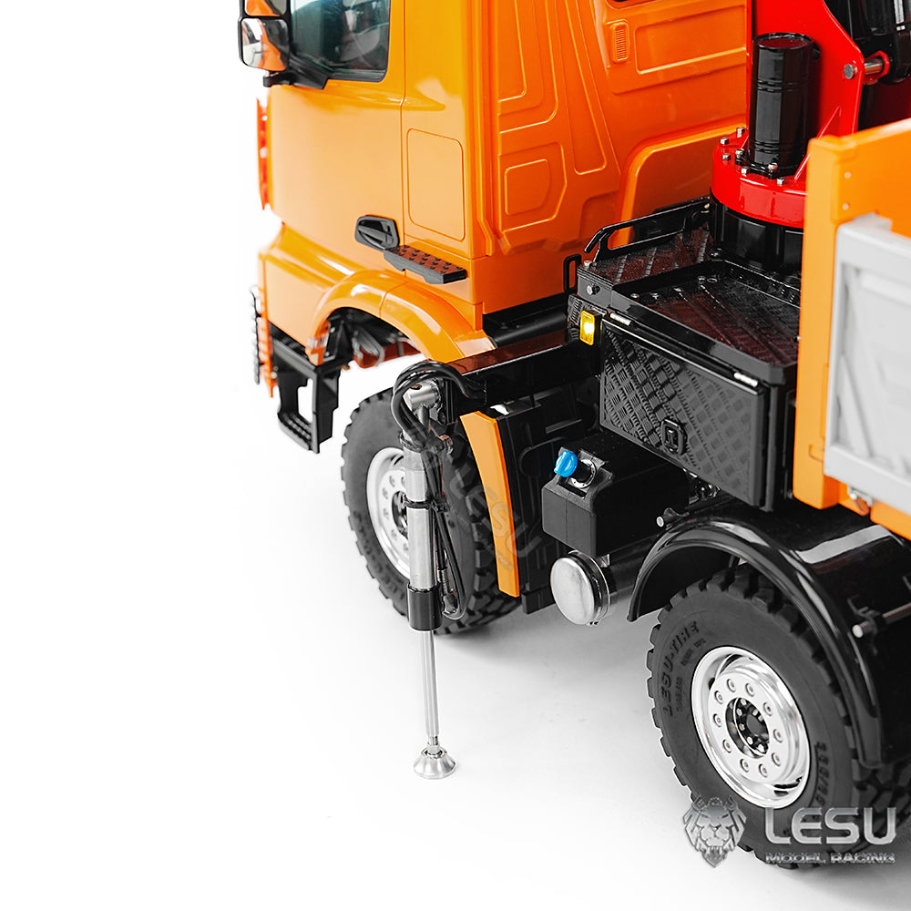 LESU 1/14 Truck Remote Control Model Metal Hydraulic Three-Way Bucket Truck Crane Dump Truck Spray Paint 3348 3363