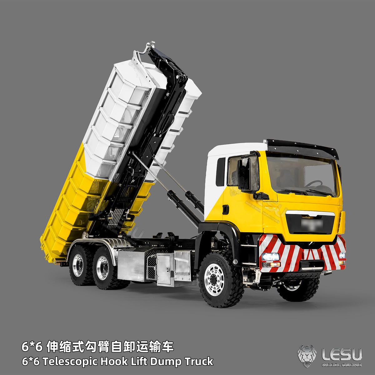 1/14 TGS 6×6 Telescopic Full‑Dump Roll‑Off Truck, 1‑Pump 5‑Spool Valve V2.0, LESU LS‑Z0094