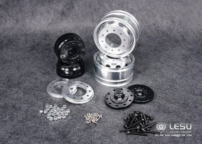 1/14 truck Tamiya tractor W-2018 wide wheel 10-hole aluminum alloy front wheel mud head modified model LESU