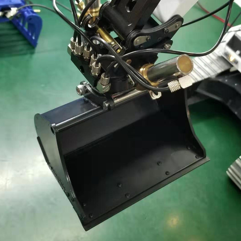 MTRC 1/14 Remote Control Hydraulic Model Excavator with Hydraulic Rotating and Tilt Wide Mouth Leveling Bucket