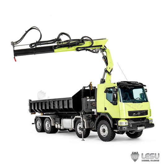 LESU 1/14 Roll-on/Roll-off Truck Crane Full Unloading Volvo Spray Paint RTR Truck Remote Control Model Metal Toy