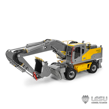 LESU 1/14 Hydraulic Wheel Excavator Model RD-A0006 8-way Directional Valve Yellow Version
