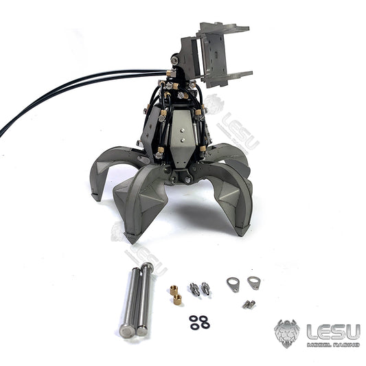 LESU 1/14 Metal Hydraulic Model Excavator Toy Quick Change Hydraulic Grab Bucket Attachment AT-C0039