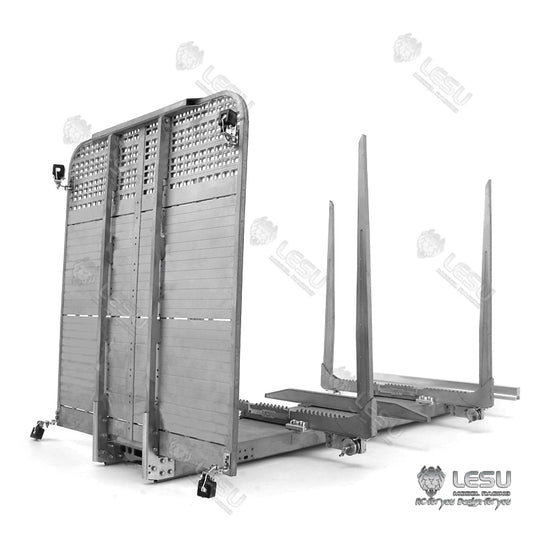 LESU 1/14 Tamiya Volvo FH16 truck model toy truck flatbed wood loaded tree cargo compartment with LED lights and winch
