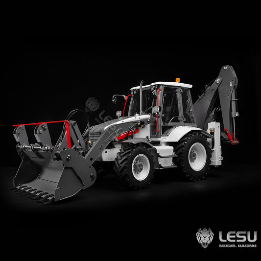 LESU 1/14 Construction Machinery Hydraulic Model Aoue-BL71 White Backhoe Loader RD-A0010
