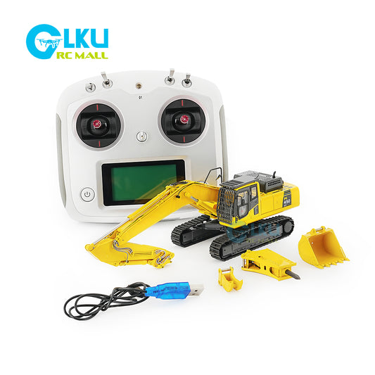 1/50 Desktop Electric Komatsu PC450 Metal Simulation Remote Control Screw Excavator Model