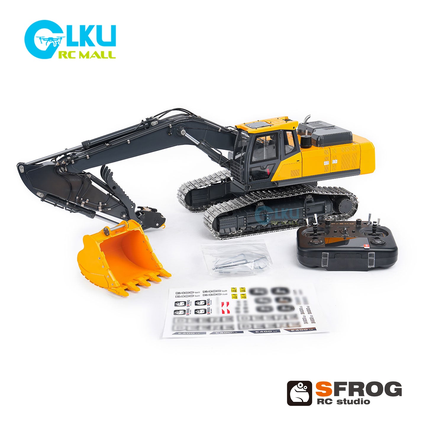 1/14 Sfrog model metal remote control E400 excavator model equipped with three pump system curved linear reversing valve