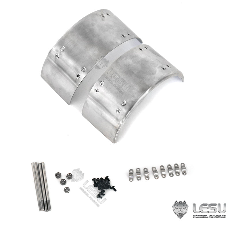 1/14 Simulation Truck Sand Plate Container Semi-trailer Mud Head Dump Truck Trailer Stainless Steel Metal Fender LESU