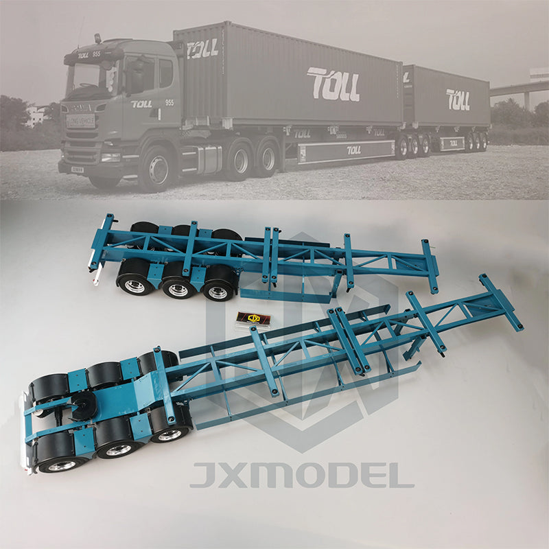 Double semi-trailer, linked trailer-JXMODEL-TOLL Tamiya tractor, extra long trailer, container 1/14 truck