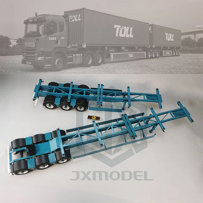 Double semi-trailer, linked trailer-JXMODEL-TOLL Tamiya tractor, extra long trailer, container 1/14 truck