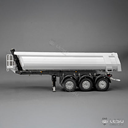 LESU 1/14 Simulation Tamiya Truck Model Hydraulic Lifting Three-Axis U-Bucket Metal Bucket Semi-Trailer Dump Truck