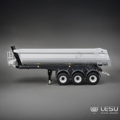 LESU 1/14 Simulation Tamiya Truck Model Hydraulic Lifting Three-Axis U-Bucket Metal Bucket Semi-Trailer Dump Truck