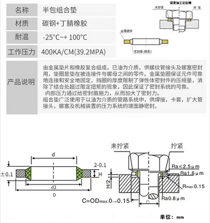 CUT engineering model hydraulic system M3M5 sealing gasket combination gasket instead of nylon gasket