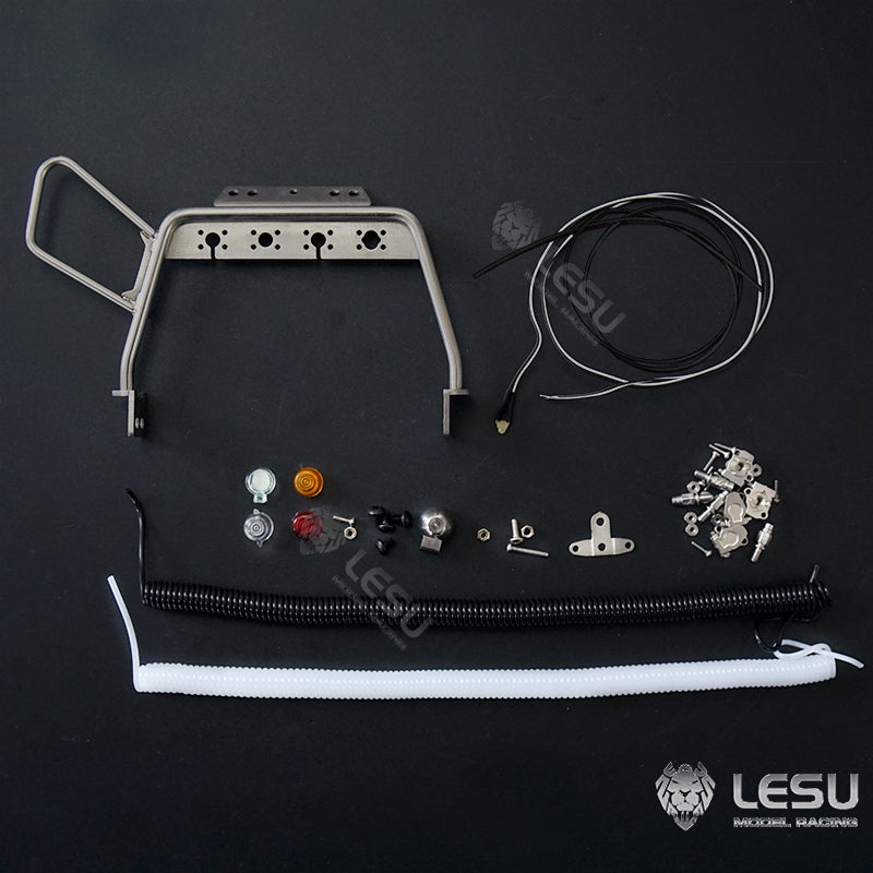 LESU1/14 truck model Tamiya tractor modification accessories simulation trachea metal wire rack with spotlight G-6135