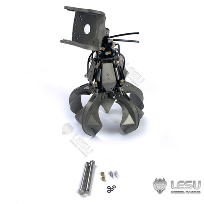 LESU 1/14 Metal Hydraulic Model Excavator Toy Quick Change Hydraulic Grab Bucket Attachment AT-C0039