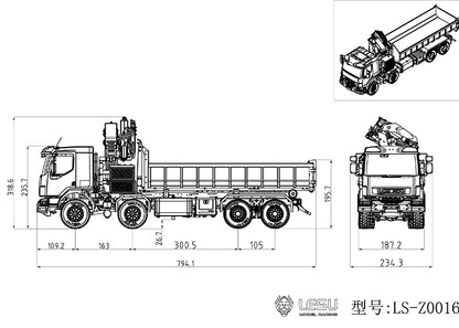 LESU 1/14 Roll-on/Roll-off Truck Crane Full Unloading Volvo Spray Paint RTR Truck Remote Control Model Metal Toy