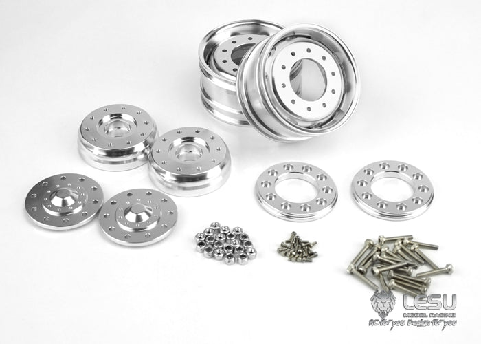 Tamiya 1/14 tractor aluminum alloy front wheel hub W-2017 wide bell mud truck military truck DIY accessories model LESU