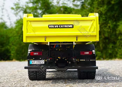 LESU 1/14 Tamiya truck model toy Volvo 4*4 double axle metal chassis high torque mud dump truck