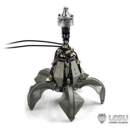 LESU 1/14 Truck Remote Control Model Toy Truck Crane Upgrade Parts Full Metal Hydraulic Rotating Claw Bucket