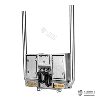 LESU 1/14 Tamiya tractor truck exhaust pipe double chimney LED lighting wire rack tool box assembly G-6272