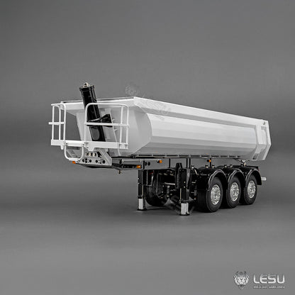 LESU 1/14 Simulation Tamiya Truck Model Hydraulic Lifting Three-Axis U-Bucket Metal Bucket Semi-Trailer Dump Truck