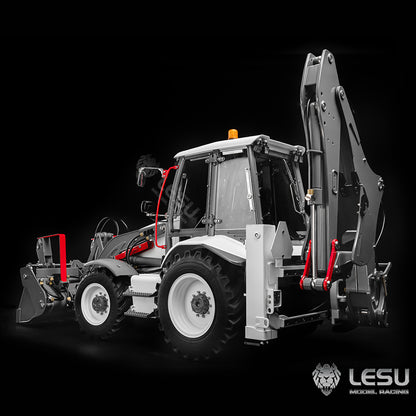 LESU 1/14 Construction Machinery Hydraulic Model Aoue-BL71 White Backhoe Loader RD-A0010