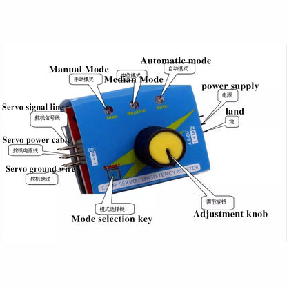 Simple servo tester with three indicator lights