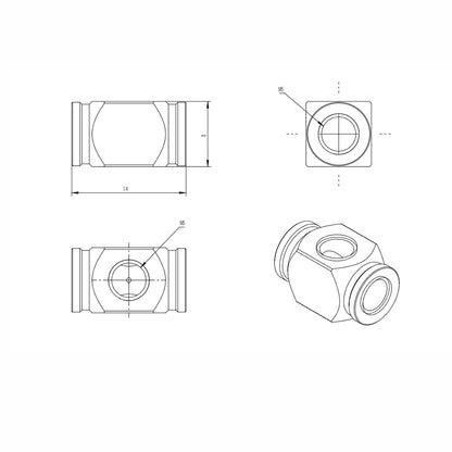 CUT-M3-3T/M5-3T Three-way oil nozzle hydraulic connector to 3mm pipe model universal accessories