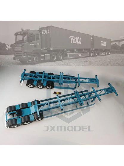 Double semi-trailer, linked trailer-JXMODEL-TOLL Tamiya tractor, extra long trailer, container 1/14 truck