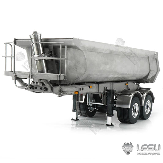 LESU 1/14 Tamiya tractor truck universal hydraulic lift U bucket metal bucket semi-trailer dump truck trailer