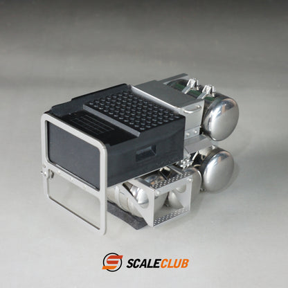 Scaleclub 1/14 Volvo FH750 tractor upgrade with battery box and gas tank and pedals