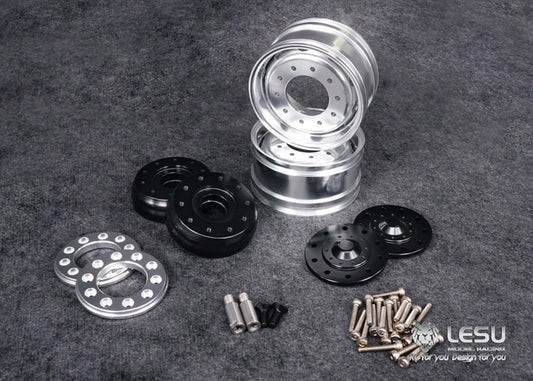 Tamiya 1/14 tractor aluminum alloy front wheel hub W-2017 wide bell mud truck military truck DIY accessories model LESU