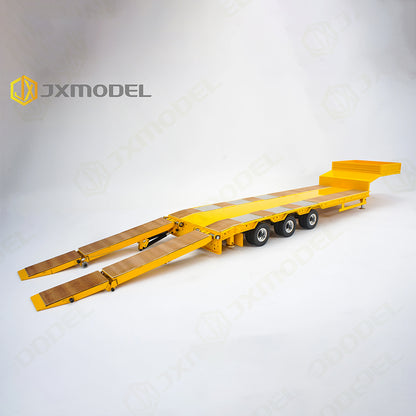 JXMODEL 1/14 Tamiya tractor truck dedicated 3-axle low bed tailboard semi-trailer model decorative cylinder metal wood board