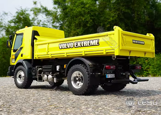LESU 1/14 Tamiya truck model toy Volvo 4*4 double axle metal chassis high torque mud dump truck