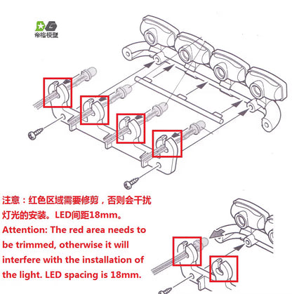 DG RC Tamiya 1/14 Scale Truck Parts: Headlights, Roof Lights, Spotlights (56368, 56371)