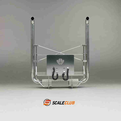 scaleclub Tamiya tractor truck European style with metal V-type exhaust on the driver's floor